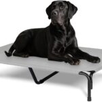 Elevated Dog Bed for Outdoor, XXL Raised Dog Cot Indestructible with Washable Mesh, Cooling Summer Pet Cot Chew Proof for Outside Camping Travel, 51 inch Grey