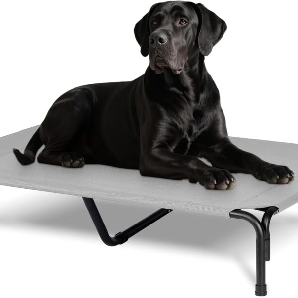 Elevated Dog Bed for Outdoor, XXL Raised Dog Cot Indestructible with Washable Mesh, Cooling Summer Pet Cot Chew Proof for Outside Camping Travel, 51 inch Grey
