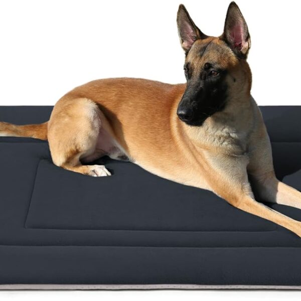JoicyCo Dog Bed Soft Dog Crate Bed Pad Mat, 42 in Non Slip Bottom Washable Beds for Large Dogs, Pet Bed Mattress Kennel Pad, Dark Gray