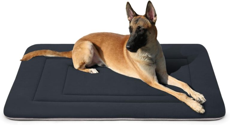 JoicyCo Dog Bed Soft Dog Crate Bed Pad Mat, 42 in Non Slip Bottom Washable Beds for Large Dogs, Pet Bed Mattress Kennel Pad, Dark Gray
