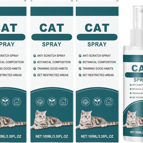 Effective Cat Deterrent Spray, Natural Cat Repellent Indoor Outdoor, Safe Cats Scratch Deterrent for Furniture, Cats Spray Deterrents for Urine Marking in House, 3.38 FL Oz (1)