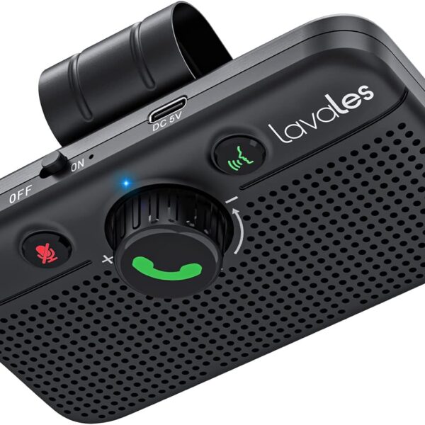 Lavales Bluetooth 5.3 Car Speaker, Handsfree Wireless Bluetooth Speaker Kit for Cell Phone, Support Siri & Google Voice Assistant, Motion Auto On, Wireless Audio Car Kit Speakerphone with Visor Clip