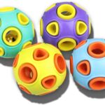 SCHITEC Dog Balls with Bell Sound, [4 Pack] Rubber Bouncy Fetch Ball for Puppies Small Dogs, 2 Interactive Pet Chew Toys