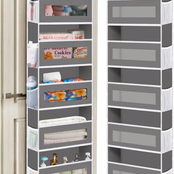 Over The Door Organizer, 5 Shelves Closet Door Hanging Storage and Organizer with 10 Mesh Pockets, Nursery Closet Organizer, Baby Essentials, Stuffed Animal Storage