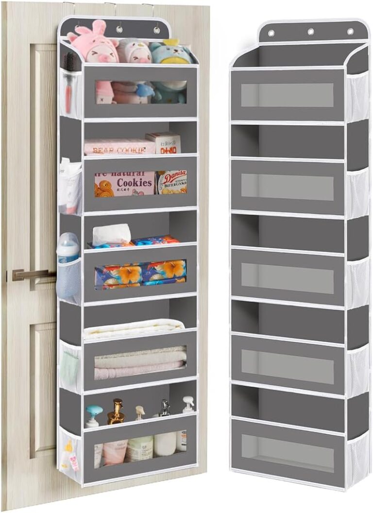 Over The Door Organizer, 5 Shelves Closet Door Hanging Storage and Organizer with 10 Mesh Pockets, Nursery Closet Organizer, Baby Essentials, Stuffed Animal Storage