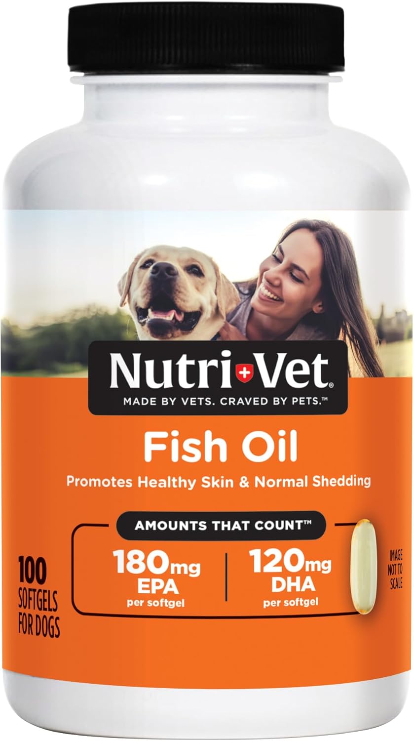 Nutri-Vet Fish Oil Supplement for Dogs, Omega 3, Fish Oil for Dogs, Pet Supplies, Pet Vitamins and Supplements, EPA DHA Formula, Puppy Vitamins, Shed Control, New Puppy Essentials, 100 Count Nutri-Vet Fish Oil Supplement for Dogs, Omega 3, Fish Oil for Dogs, Pet Supplies, Pet Vitamins and Supplements, EPA DHA Formula, Puppy Vitamins, Shed Control, New Puppy Essentials, 100 Count