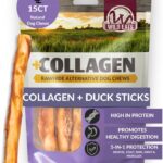 Wild Eats Real Duck Collagen Retriever Sticks for Dogs, (15 Count), Long Lasting Dog Chews, No Hide Dog Treat Bully Stick Alternative, Rawhide Free, Low Fat, High Protein, Grain Free