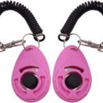 2Pcs Pink Dog Clicker for Training Easy to Use with Button Dog Training Accessories Strong and Long-Lasting, Training and Behavior Aids