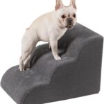 Pet Stairs for High Beds Small & Large Dogs & Cats  High-Density Foam Steps with Removable, Machine-Washable Cover  Lightweight, Portable Dog and Cat Staircase for Beds, Couches, and Sofas, 3 Tier