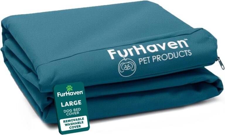 Furhaven Replacement Dog Bed Cover Water-Resistant Indoor/Outdoor Logo Print Oxford Polycanvas Mattress, Washable - Deep Lagoon, Large
