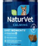 NaturVet Quiet Moments Calming Aid Dog Supplement, Helps Promote Relaxation, Reduce Stress, Storm Anxiety, Motion Sickness for Dogs (Quiet Moments Plus Hemp, 180 Soft Chews)