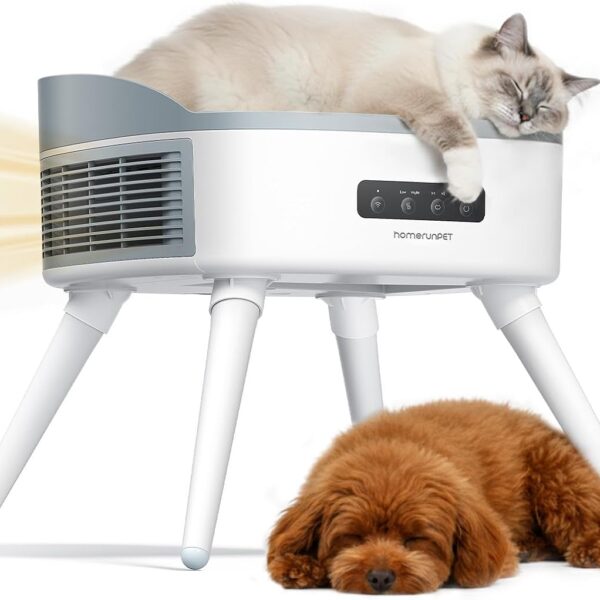 HomeRunPet Pet-Safe Space Heater with Heated Cat Bed - 2-in-1 Ceramic Heater for Room & Pets, 1300W Fast Heat, Energy Saving