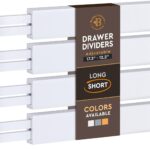 4-Pack Bamboo Drawer Dividers - 2.6" High, 12.5"-17" Adjustable Drawer Organizers for Clothes, Expandable Dresser Separators in Bedroom/Bathroom/Kitchen/Office Organization and Storage (White)
