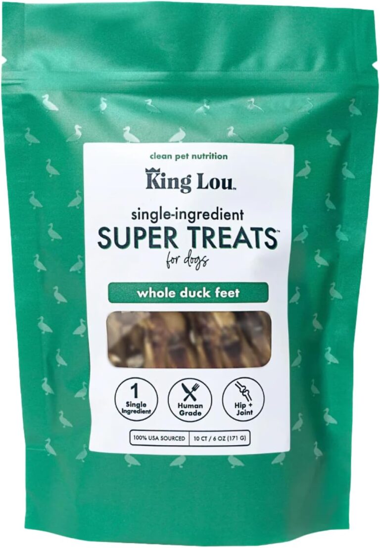King Lou Pets - Whole Duck Feet for Dogs - Dehydrated Duck Dog Treats - USA-Made Dental Treats for Dogs - Collagen, Glucosamine, Chondroitin for Hip and Joint Health - 10 Count