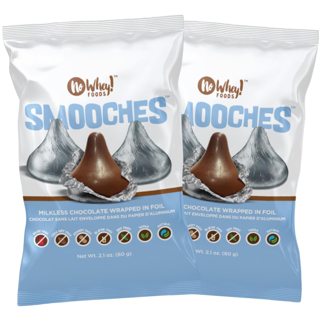 SMOOCHES, 2 PACK | Allergy Friendly, Vegan Chocolate Silver Foil Wrapped Candy | Dairy Free, Nut Free, Peanut Free, Gluten Free | No Whey Foods SMOOCHES, 2 PACK | Allergy Friendly, Vegan Chocolate Silver Foil Wrapped Candy | Dairy Free, Nut Free, Peanut Free, Gluten Free | No Whey Foods