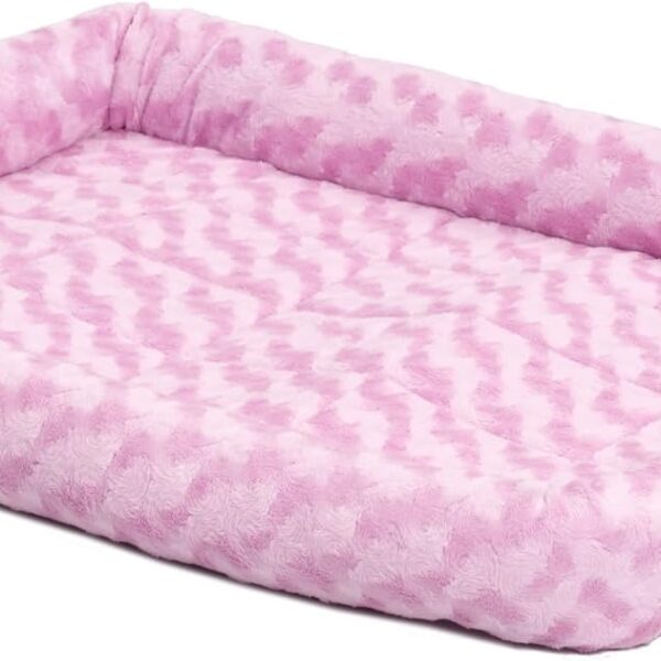 MidWest Homes for Pets QuietTime Fashion Dog Bed  Pink Faux Fur Bolster, Ultra-Soft and Machine Washable, Fits 36-Inch Crates and Carriers, for Medium to Large Breed Dogs