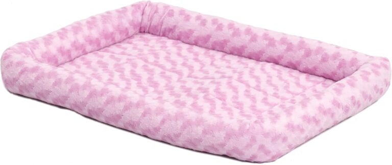MidWest Homes for Pets QuietTime Fashion Dog Bed  Pink Faux Fur Bolster, Ultra-Soft and Machine Washable, Fits 36-Inch Crates and Carriers, for Medium to Large Breed Dogs