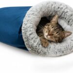 Cat Sleeping Bag for Indoor Cats, Soft Fleece Warm Cat Bed Cave for Winter Cold Weather, Washable Self Warming Hideaway Tunnel Bed Pet Snuggle Sack