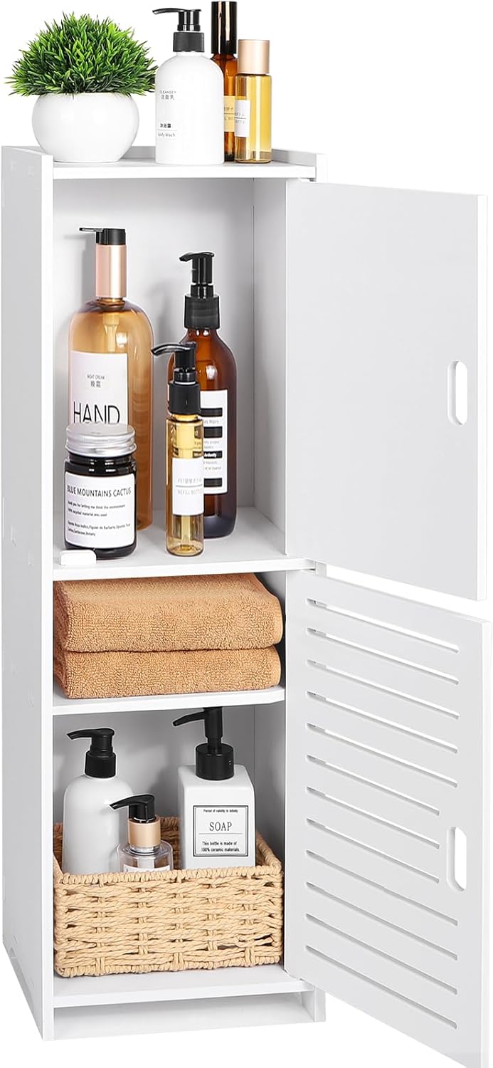 YARUKIMA Bathroom Floor Storage Cabinet,White