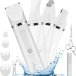BENTFINE 4 in 1 Dog Grooming Kit, Cordless Dog Clippers for Grooming, Low Noise Paw Trimmer Electric, Cat Hair Clippers Kit with Nail Grinder, Rechargeable Pet Hair Shaver for Small & Large Cat Pet