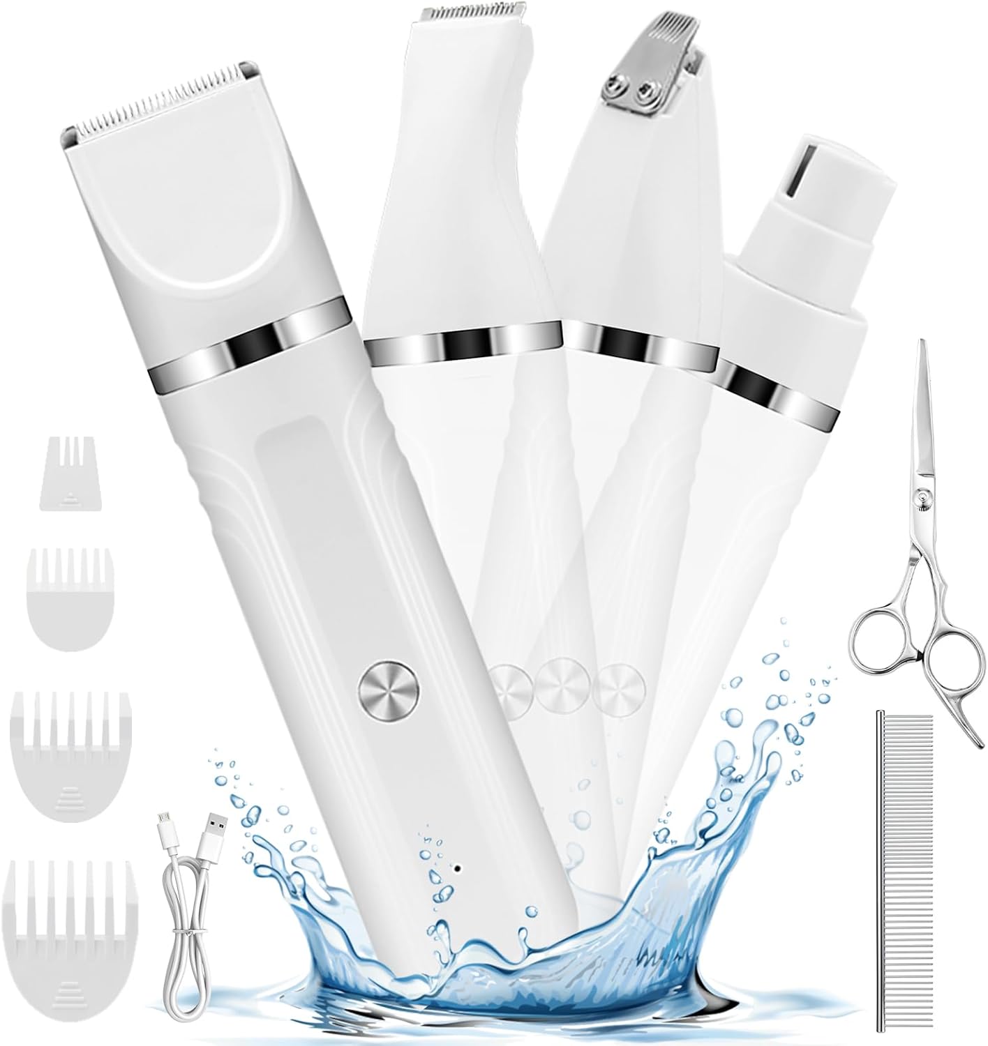 BENTFINE 4 in 1 Dog Grooming Kit, Cordless Dog Clippers for Grooming, Low Noise Paw Trimmer Electric, Cat Hair Clippers Kit with Nail Grinder, Rechargeable Pet Hair Shaver for Small & Large Cat Pet BENTFINE 4 in 1 Dog Grooming Kit, Cordless Dog Clippers for Grooming, Low Noise Paw Trimmer Electric, Cat Hair Clippers Kit with Nail Grinder, Rechargeable Pet Hair Shaver for Small & Large Cat Pet