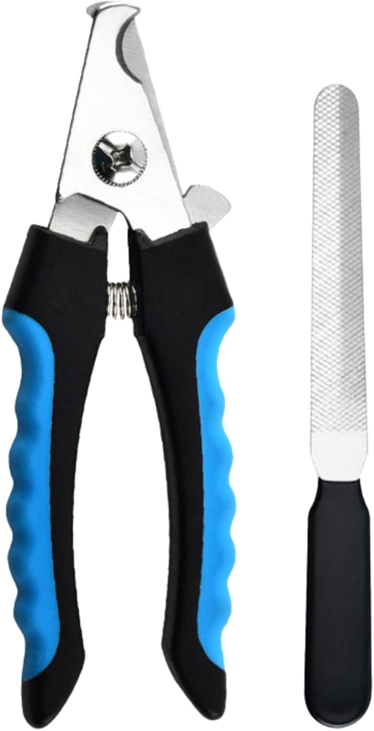 Dog & Cat Nail Clippers & Trimmers - Extra Sharp Dog Clippers with Stainless Steel Blades & Safety Guard to Avoid Overcutting - Ergonomic Cat Nail Clippers with Non-Slip Grip & Lock Feature