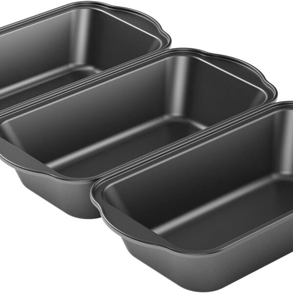 Tiawudi 3 Pack Nonstick Carbon Steel Baking Bread Pan, Large Loaf Pan, 9 1/2" x 5"