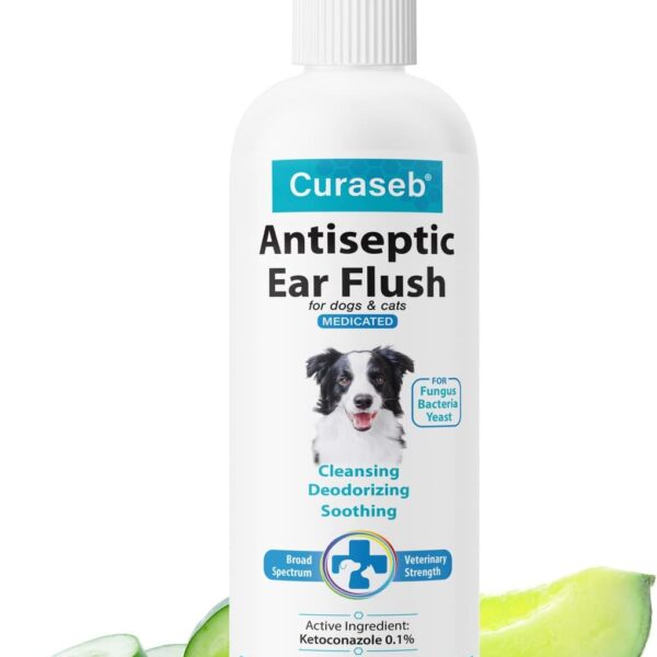 Curaseb Dog Ear Infection Treatment Solution  Soothes Itchy & Inflamed Ears  Cleans Debris and Buildup - 8oz