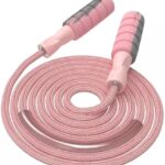 FITMYFAVO Jump Rope Cotton Adjustable Skipping Weighted jumprope for WomenAdult and Children Athletic Fitness Exercise Jumping Rope (Pink)
