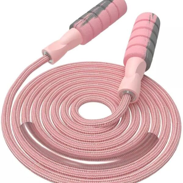 FITMYFAVO Jump Rope Cotton Adjustable Skipping Weighted jumprope for WomenAdult and Children Athletic Fitness Exercise Jumping Rope (Pink)