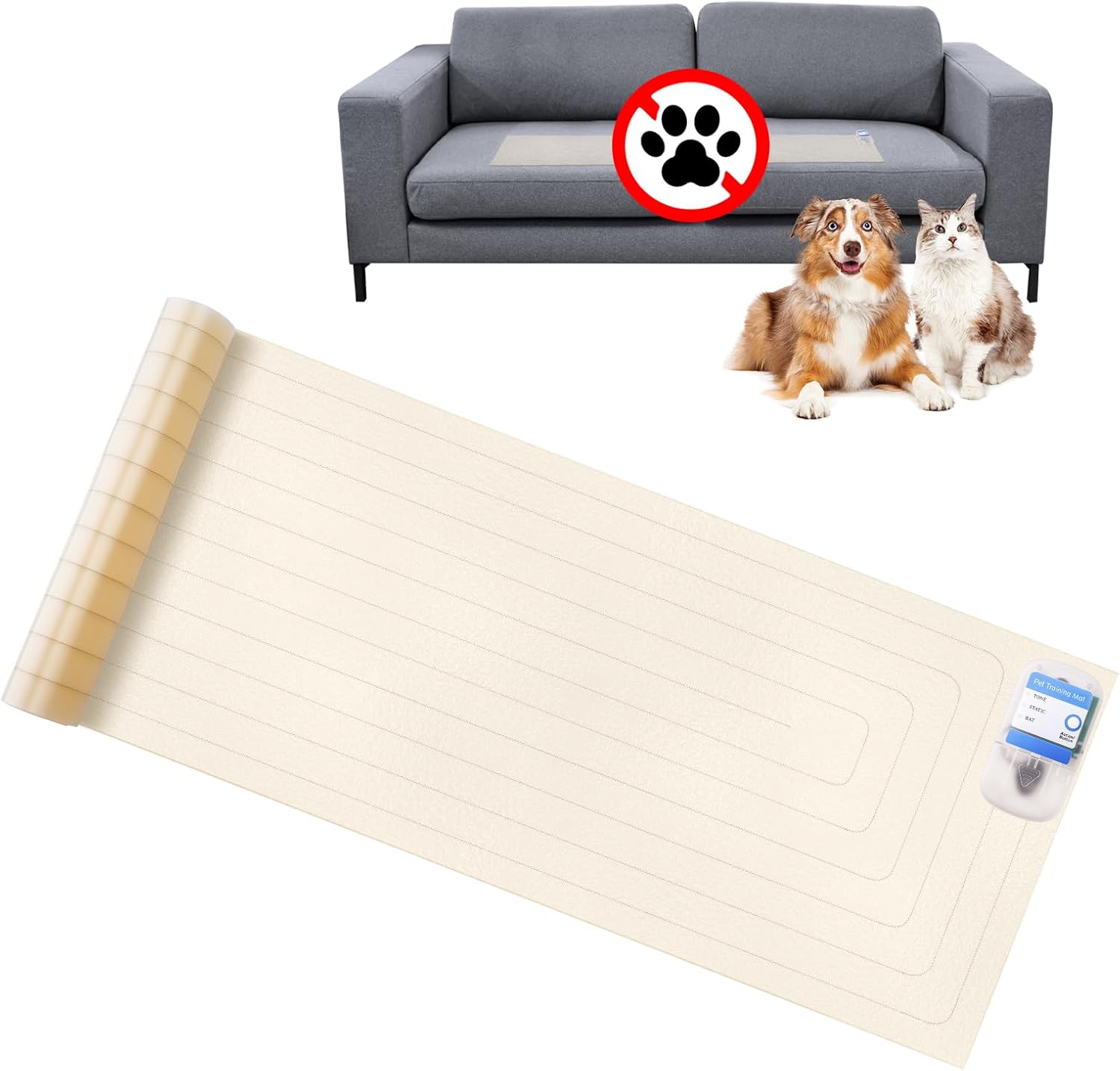 Pet Shock Mat 60x12 Inch, Static Correction Pad for Dogs & Cats Indoor, 3 Training Modes with Tester | Keep Pets Off Furniture, Couch, Sofa | Auto Power Off, Battery Operated Safe Protection Pet Shock Mat 60x12 Inch, Static Correction Pad for Dogs & Cats Indoor, 3 Training Modes with Tester | Keep Pets Off Furniture, Couch, Sofa | Auto Power Off, Battery Operated Safe Protection