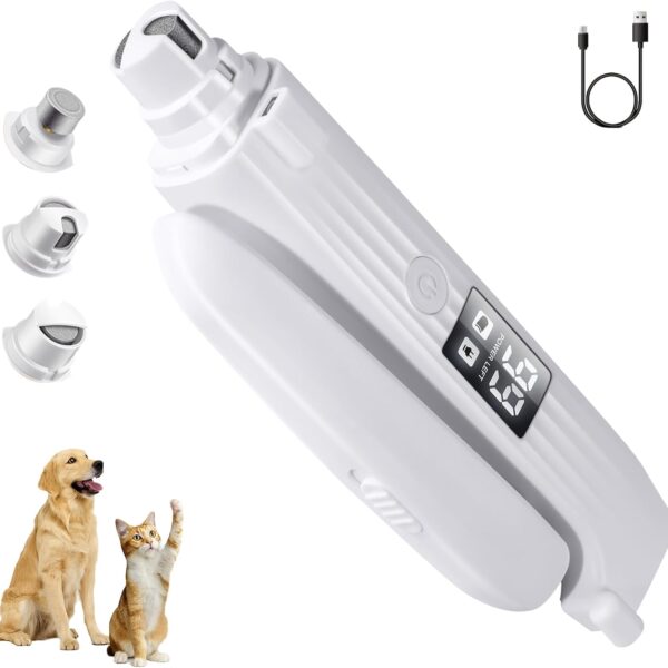 TMoMT Pet Nail Grinder for Dogs and Cats - 2in1 Dog&Cat Nail Trimmers Super Quiet and Low Vibration Electric Dog Nail Grinder- LED Display Dog Nail Clippers for Medium Small Dogs Cats Dog Nail File
