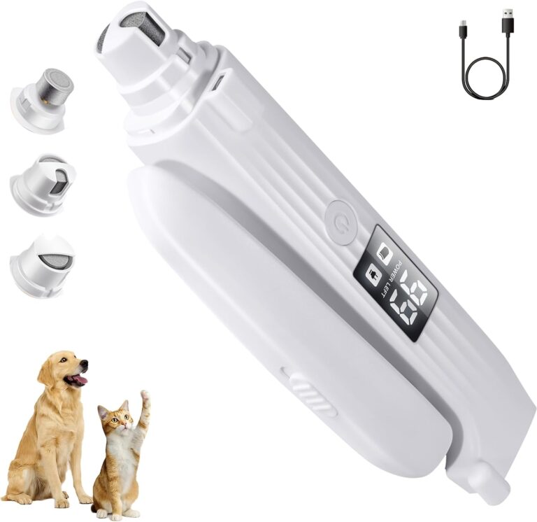 TMoMT Pet Nail Grinder for Dogs and Cats - 2in1 Dog&Cat Nail Trimmers Super Quiet and Low Vibration Electric Dog Nail Grinder- LED Display Dog Nail Clippers for Medium Small Dogs Cats Dog Nail File