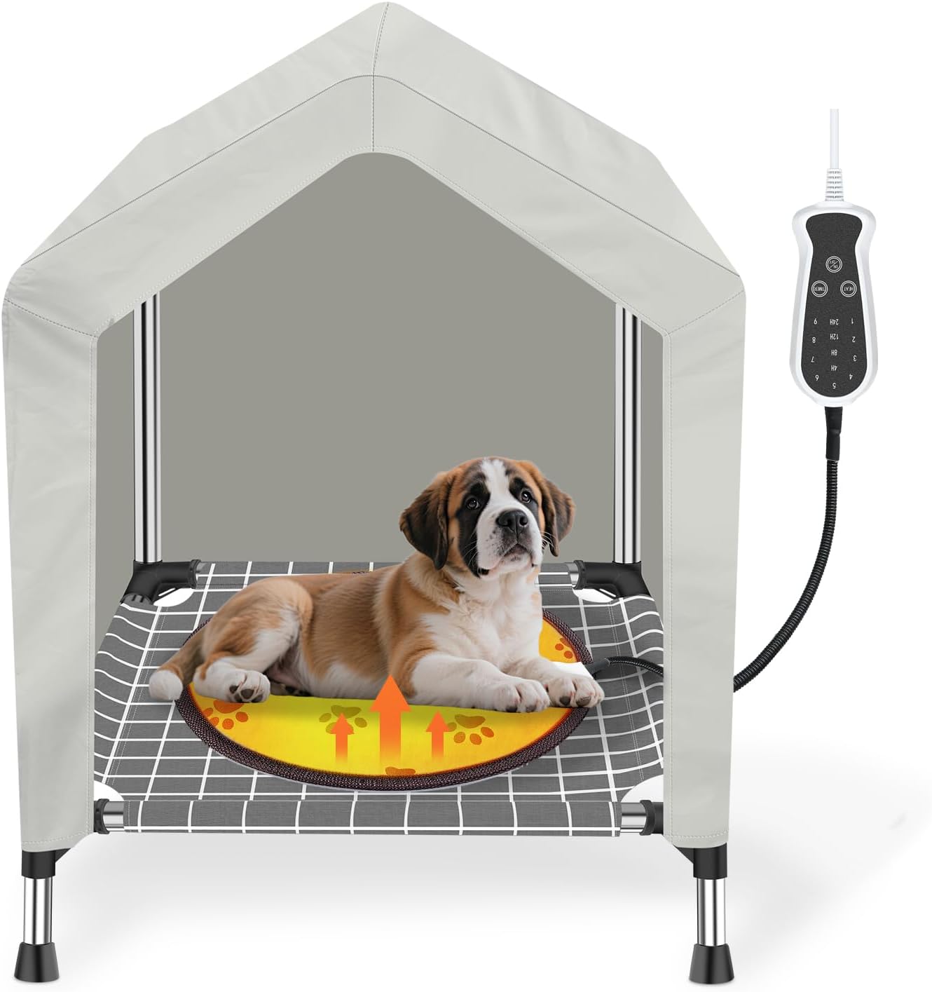 Heated Elevated Dog House for Small Dogs - with 9-Level Adjustable Heating Pad, Timer Function, Raised Off-Ground Design for Ventilation & Anti-Moisture, Keep Pets Warm in Winter Cold Heated Elevated Dog House for Small Dogs - with 9-Level Adjustable Heating Pad, Timer Function, Raised Off-Ground Design for Ventilation & Anti-Moisture, Keep Pets Warm in Winter Cold
