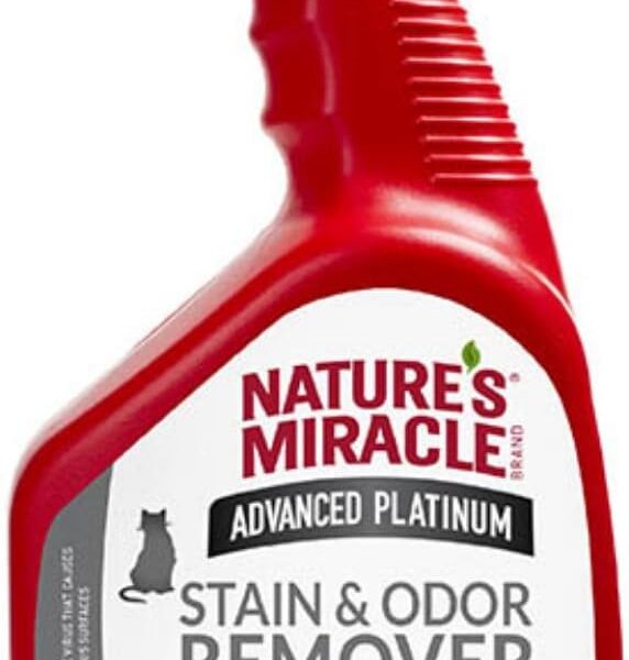Natures Miracle Advanced Platinum Stain And Odor Remover And Virus Disinfectant 32 Ounces, Eliminates Tough Dog Messes
