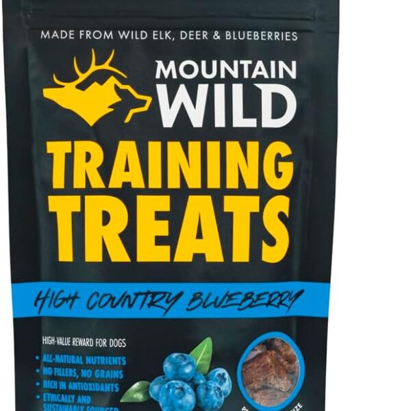 High Country Wild Blueberry Elk & Venison Dog Training Treats - Natural Grain-Free Puppy & Dog Snacks - Protein Treat for Training, Reward - No Fillers, No Artificial Preservatives, 4oz 1 Bag