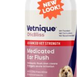 Vetnique Oticbliss Advanced Strength Medicated Dog Ear Infection Treatment, Antiseptic Ear Cleaner for Cat & Dog Ear Cleaning Solution Chlorhexidine & Ketoconazole (12oz Flush)