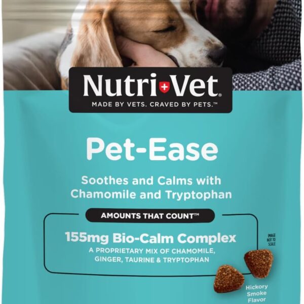 Nutri-Vet Pet-Ease Soft Chews for Dogs, Vet Formulated with Chamomile & Tryptophan to Soothe and Calm During Storms, Separation Anxiety, and Loud Noises, Dog Calming Supplement, 6.0 oz