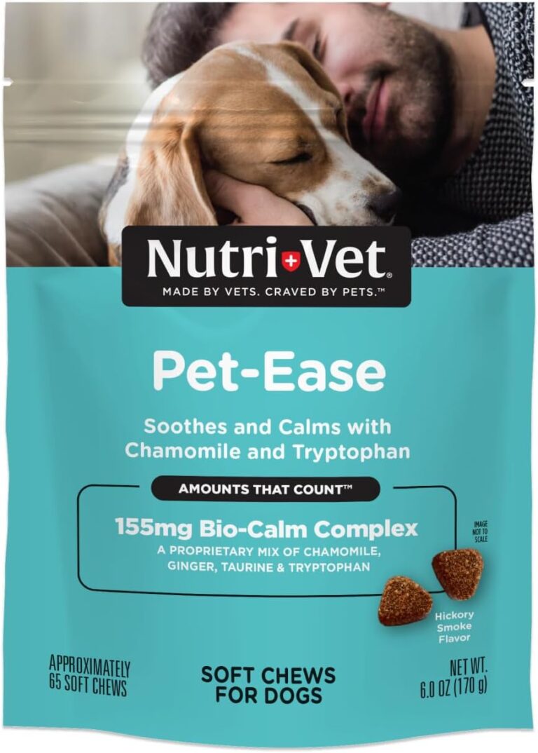 Nutri-Vet Pet-Ease Soft Chews for Dogs, Vet Formulated with Chamomile & Tryptophan to Soothe and Calm During Storms, Separation Anxiety, and Loud Noises, Dog Calming Supplement, 6.0 oz