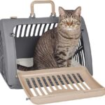 SportPet Designs Foldable Travel Cat Carrier - Front Door Plastic Collapsible Carrier Collection, Waterproof Bed