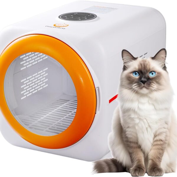 PawGalaxy Pet Dryer Box with LED 30 Million Negative Ions&Multi-Function, 360 Efficient Automatic and Quite Box for Cats, Dogs, Smart Touch Screen Temperature Control, Safe Design for Pet Hair Dryer