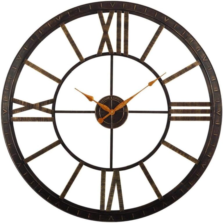 FirsTime & Co. Bronze Big Time Wall Clock, Large Vintage Decor for Living Room and Home Office, Round, Plastic, Farmhouse, 40 inches