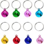 Tupalizy Dog Bell with Keychain Small Cat Collar Jingle Bells Pet Charms Pendants for Training Keeping Track Door Knob DIY Crafts Wreath Christmas Home Party Decoration, Random Colors, 0.6inch,12 Sets
