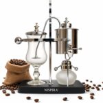 Nispira Belgian Balance Syphon Vacuum Coffee Maker, 500 ml Vintage Gravity Brewing System, Silver Finish, Manual Tabletop Coffee Brewer