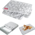Waterproof Dog Bed Covers Replacement Washable Pet Hair Easy to Remove, Noiseless Quilted Puppy Pet Bed Cover Lovely Grey Star Print 27x36 Inches, for Dog/Cat, Cover Only
