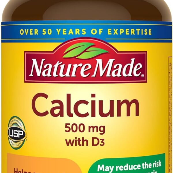 Nature Made Calcium 500 mg with Vitamin D3, Dietary Supplement for Bone Support, 130 Tablets