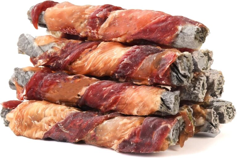 Pawmate Dog Treats Chicken Duck Wrapped Cod Skin Sticks, Rawhide-Free, Grain-Free Dog Chewy Treats for Healthy Teeth and Coat,Training Treats for Small Medium Large Dogs, 9-10 Counts