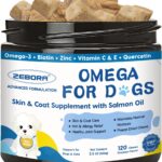 Omega 3 for Dogs with Salmon Oil, Fish Oil for Dogs Skin and Coat Supplement, Dog Allergy Relief, Hot Spot Treatment, Anti Shedding, Hip & Joint Support with EPA & DHA, Biotin, Vitamin E
