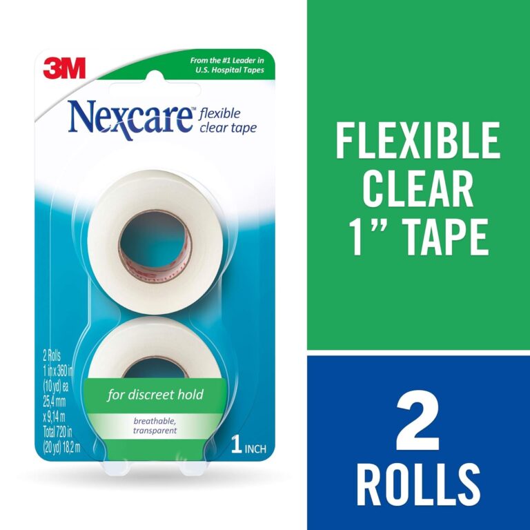 Nexcare Flexible Clear Tape, Waterproof Transparent Medical Tape, Secures Dressings and Catheter Tubing - 1 In x 10 Yds, 2 Rolls of Tape