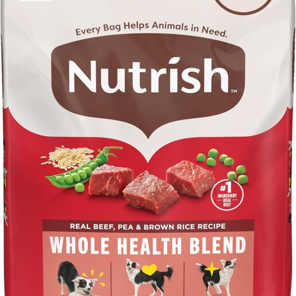 Nutrish Dry Dog Food, Real Beef, Pea & Brown Rice Recipe Whole Health Blend for Adult Dogs, 40 lb. Bag, Packaging May Vary (Rachael Ray)